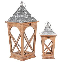 Drevený lampáš Obervellach, sada 2 ks