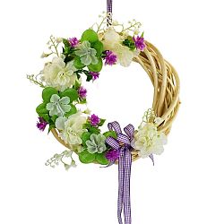 Jarný prútený veniec Azalka, 20 cm, krémová