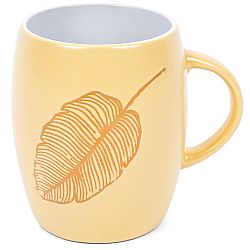 Keramický hrnček s dekorom Leaf, žltá