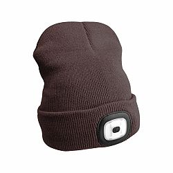 Sixtol Čiapka s čelovkou 45 lm, USB, uni, hnedá