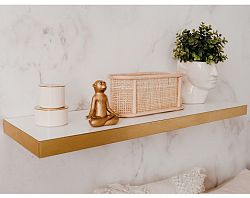 Polica na stenu Shelvy 80 cm, biela lesk/zlatá%