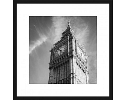 Rámovaný obraz Big Ben 40x40 cm, čiernobiely%