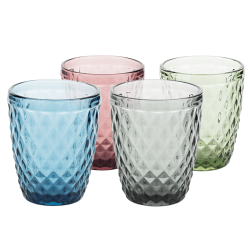 Farebné retro poháre na vodu, 4ks, 240ml, VERITAS TYP 2