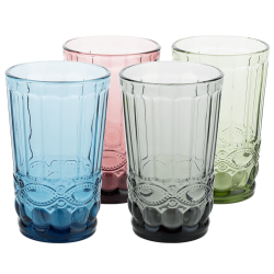 Farebné vintage poháre na vodu, 4ks, 350ml, SAVOY TYP 1