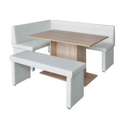 Jedálenský komplet, biela/dub sonoma, ľavý, MODERN