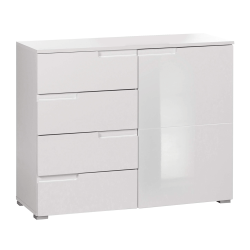 Komoda,  biely HG lesk/biela, MESIRE TYP 3
