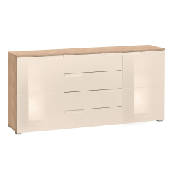Komoda, krém vysoký HG lesk/dub sonoma, MESIRE TYP 2