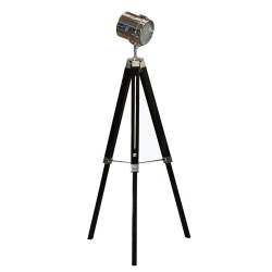 Stojacia lampa, čierne drevo/kov, CINDA TYP 26 YF819-B