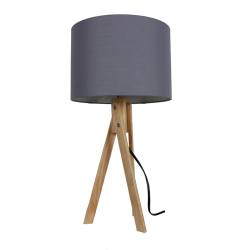 Stolná lampa, sivá/prírodné drevo, LILA TYP 2 LS2002