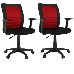 2 kusy, kancelárske kreslo, čierna/červená, BURGOS