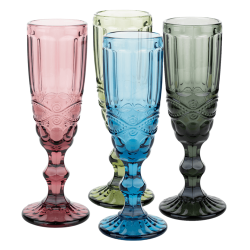 Farebné vintage poháre na šampanské, 4ks, 150ml, SAVOY TYP 4