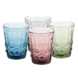Farebné vintage poháre na vodu, 4ks, 240ml, SAVOY TYP 2