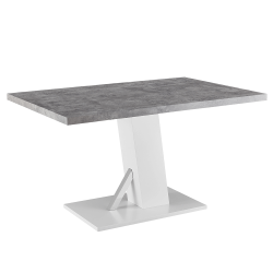 Jedálenský stôl, betón/biela extra vysoký lesk, BOLAST