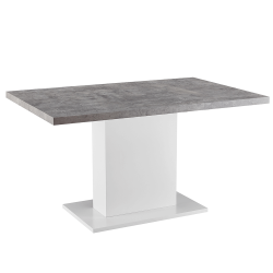 Jedálenský stôl, betón/biela extra vysoký lesk, KAZMA