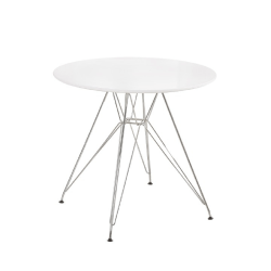 Jedálenský stôl, chróm/MDF, biela extra vysoký lesk HG, RONDY