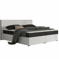 Komfortná posteľ, čierna látka/biela ekokoža, 180x200, NOVARA MEGAKOMFORT VISCO