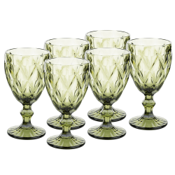 Retro sklené poháre na víno, 6ks, 300ml, zelená, BAROLO TYP 3