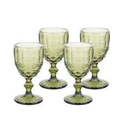 Vintage poháre na víno, 4ks, 240ml, zelená, SAVOY TYP 3