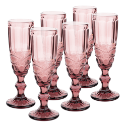 Vintage sklené poháre na šampanské, 6ks, 150ml, ružová, FREGATA TYP 4